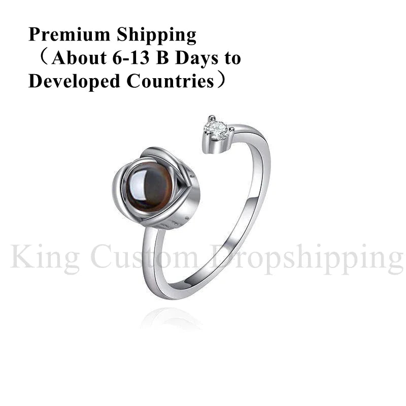 Personalized Photos Rose Projection Ring Adjustable Size Fashion Romantic Gifts for Wives and Girlfriends
