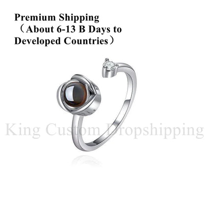 Personalized Photos Rose Projection Ring Adjustable Size Fashion Romantic Gifts for Wives and Girlfriends