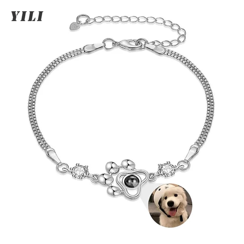 Custom Bracelet with Picture Inside Titanium Steel Cuban Link Chain Bracelet with Personalized Photo Projection for Men Women