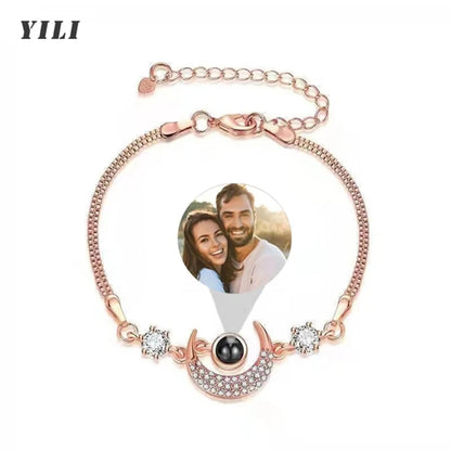 Custom Bracelet with Picture Inside Titanium Steel Cuban Link Chain Bracelet with Personalized Photo Projection for Men Women