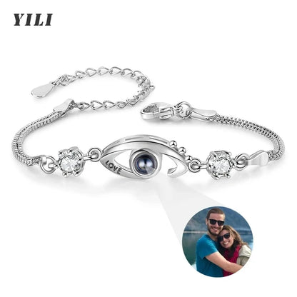 Custom Bracelet with Picture Inside Titanium Steel Cuban Link Chain Bracelet with Personalized Photo Projection for Men Women
