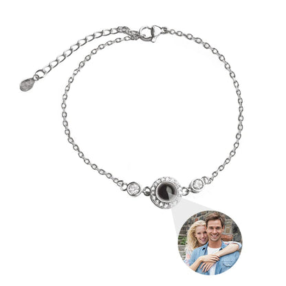 Custom Bracelet with Picture Inside Titanium Steel Cuban Link Chain Bracelet with Personalized Photo Projection for Men Women