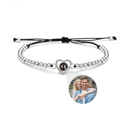 Custom Bracelet with Picture Inside Titanium Steel Cuban Link Chain Bracelet with Personalized Photo Projection for Men Women